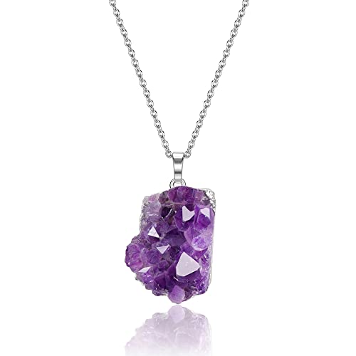 JSDDE Amethyst Anhänger Halskette Kristall Kette...