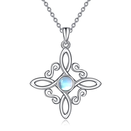 JERWLI Hexen Knoten Halskette Sterling Silber Hexe...