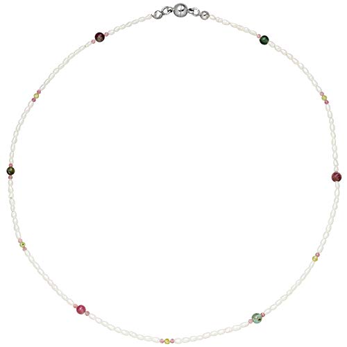 Jobo Damen-Halskette mit Perlen Peridot Turmalin...