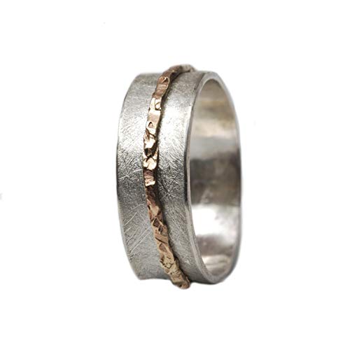 Matter Silberring Drehring mit Gold Größen 53...