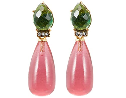 Gemshine Drop Ohrhänger mit grünen und rosa...