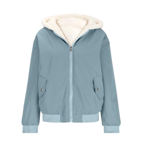 Woranb Damen Kapuzenjacke Fleecejacke Herbst- und...