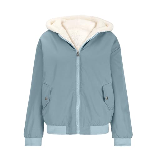 Woranb Damen Kapuzenjacke Fleecejacke Herbst- und...