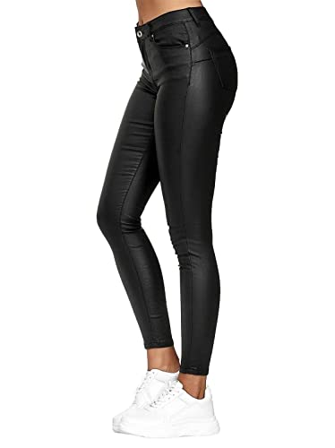 Onsoyours Damen Pu Faux Lederhose Skinny Stretch...