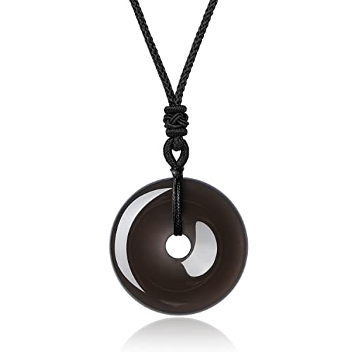 COAI Unisex Kreisring Donut Anhänger aus Obsidian...