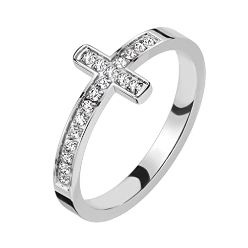 Paula & Fritz® Ring Damen Silber Kreuz Zirkonia...