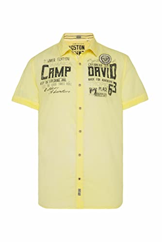 Camp David Herren Leichtes Kurzarmhemd mit Logo...