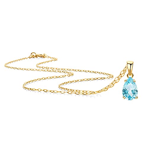 Orovi Schmuck Damen Tropfen Kette Gold mit...