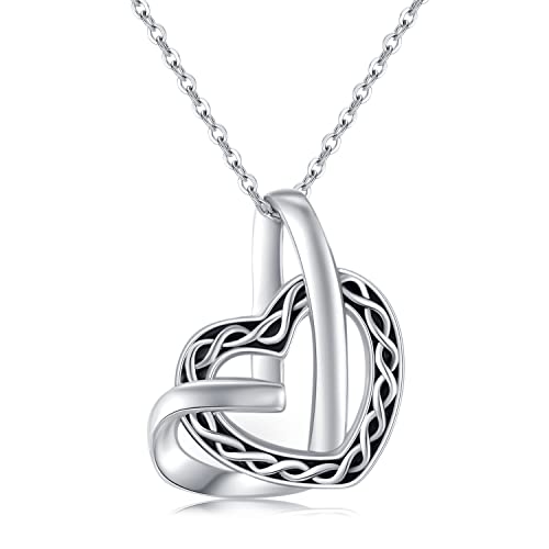 TwoAnts Herz Kette 925 Sterling Silber Keltischer...