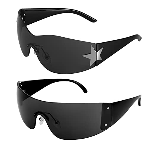 umorismo 2 PCS Trendy Y2K Wraparound Sonnenbrille...