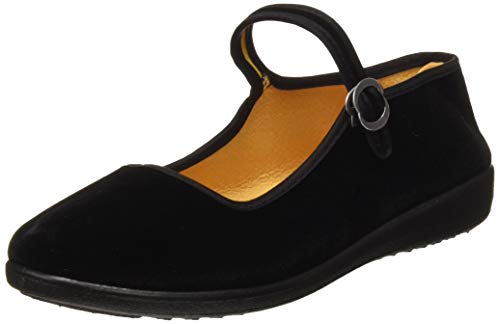 APIKA Frauen Velvet Mary Jane Schuhe Schwarz...