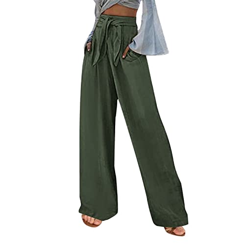 Alueeu Damen Sommer Leinenhose Weite Hose Leichte...