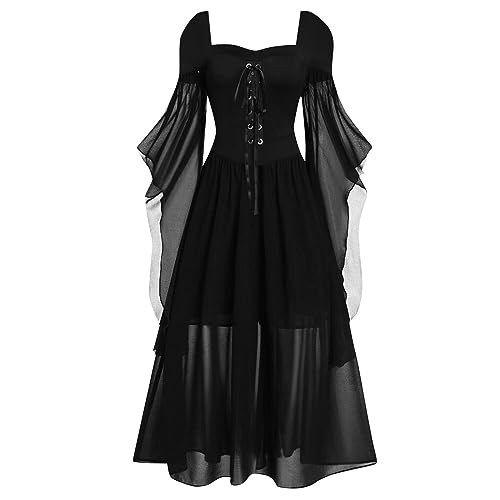 Gothic Halloween Kleid Kostüm Damen, Übergröße...