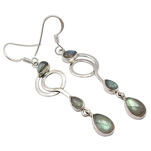 SilverStarJewel 925 Labradorit-Ohrringe aus...