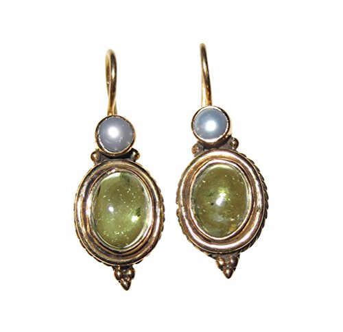 Peridot-Ohrringe grün echte Süßwasser-Perle...