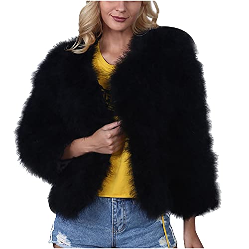 yiouyisheng Pelzjacke Damen Kurz Kunstpelzjacke...