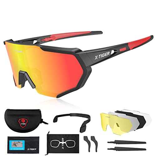 X-TIGER Fahrradbrille, Herren Damen Sportbrille,...