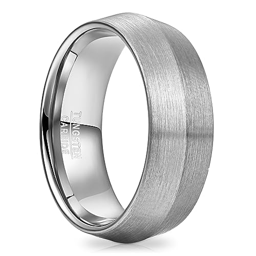 NUNCAD Wolfram Ring Herren Ehering 8mm Silber...