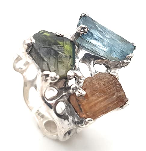 Tri-Color Design Ring aus 925er Silber, Gr.57, mit...