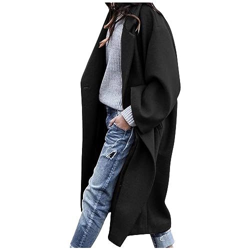 Trenchcoat Damen Lang Winterjacke Zweireihiger...
