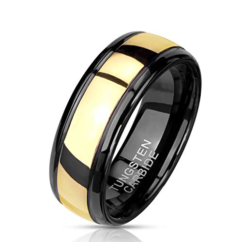 Paula & Fritz® Ring Herren Wolframcarbid goldene...