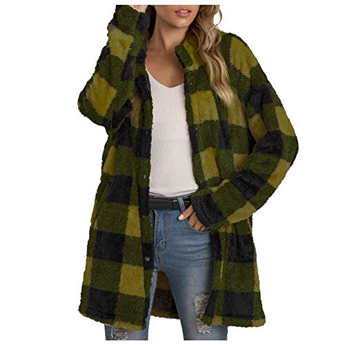 DeaAmyGline Fleecejacke Damen Lang Karierte Winter...