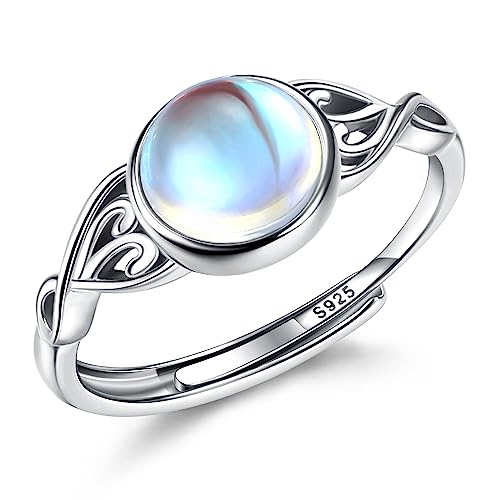 Adramata Ring Silber 925 Damen Mondstein Ring 18...