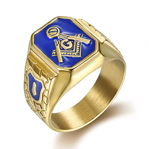 MayiaHey Blauer Freimaurer-Freimaurer-Ring, Blauer...