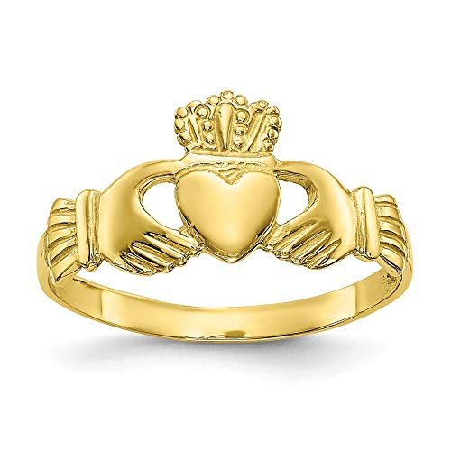 Irischer Claddagh-Ring für Damen, 9 mm, 10 Karat...