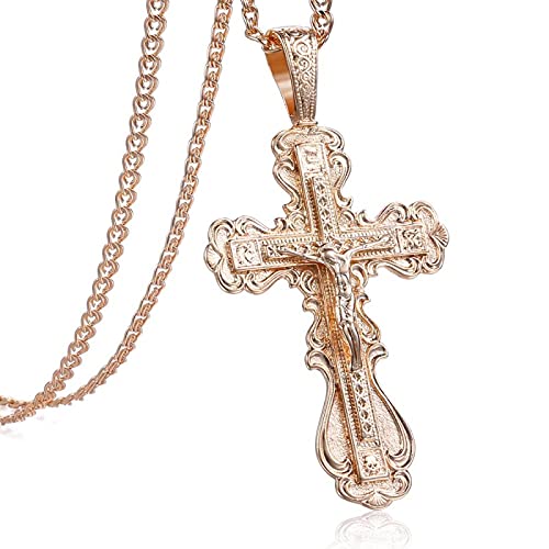 Halskette Kreuz Anhänger Halskette 585 Rose Gold...