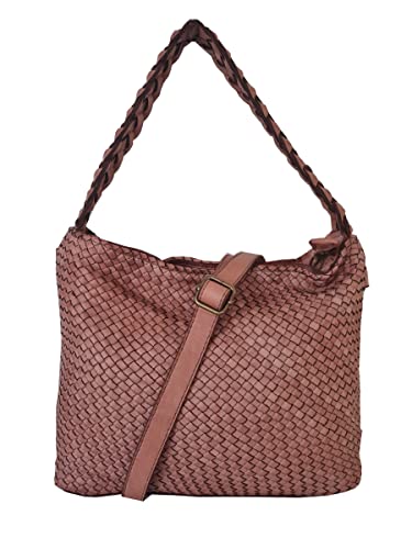 zarolo Leder Damen Tasche geflochten, Lederbeutel...