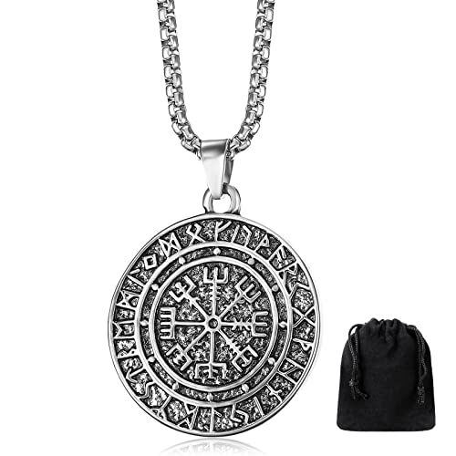 Wikinger Halskette Kompass Amulett Anhänger Kette...