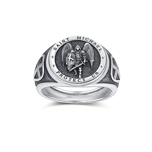 Erzengel Michael Ring 925 Sterling Silber Heiliger...