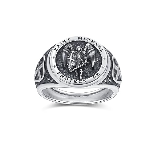 Erzengel Michael Ring 925 Sterling Silber Heiliger...