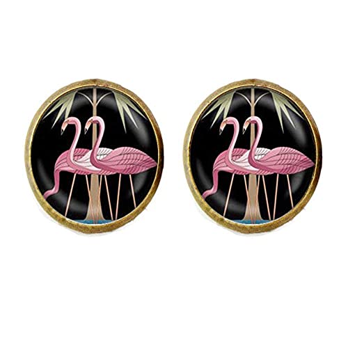 Jugendstil-Ohrringe, rosa Flamingo-Vogel,...