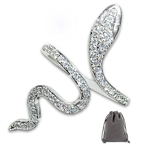 Silber Ringe für Damen 925 Verstellbar Schlange...