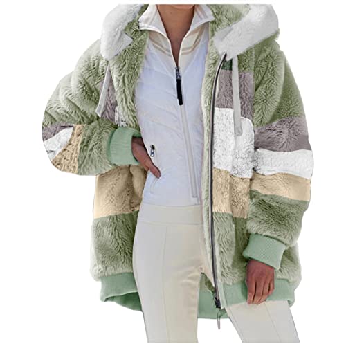 hjinlinw Fleecemantel Damen Lang Hoodie Cardigan...
