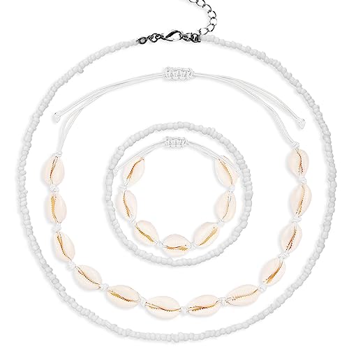 Lucktao 4 Stück Muschel Halskette Armband...