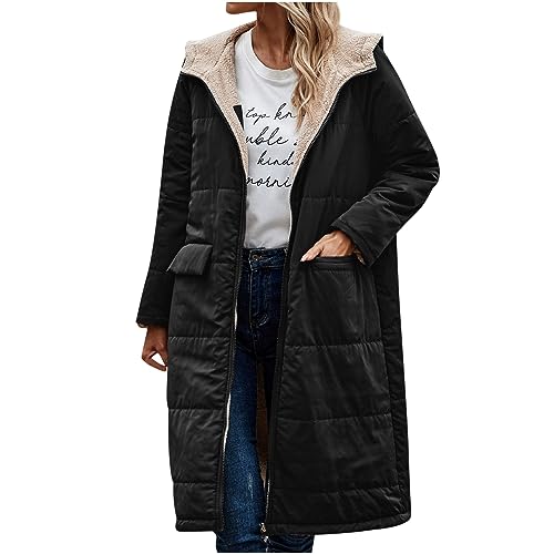 BAOFU Wendejacke Damen Winter Lang Winterjacke...