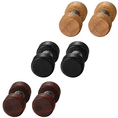 Aroncent Herren Ohrringe Holz Set - 6er(3 Paare)...