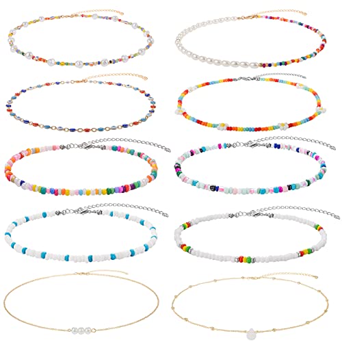 Perlen-Choker-Halsketten-Set – Winzige...