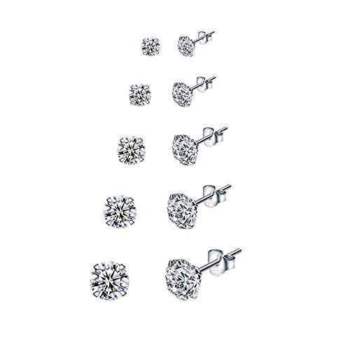 5 Paare 925 Silber Set Stecker Diamant Damen...