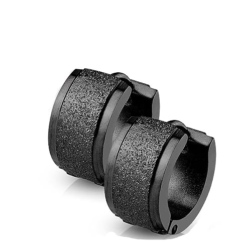 Bungsa® Creolen schwarz 7mm mit sandgestrahltem...