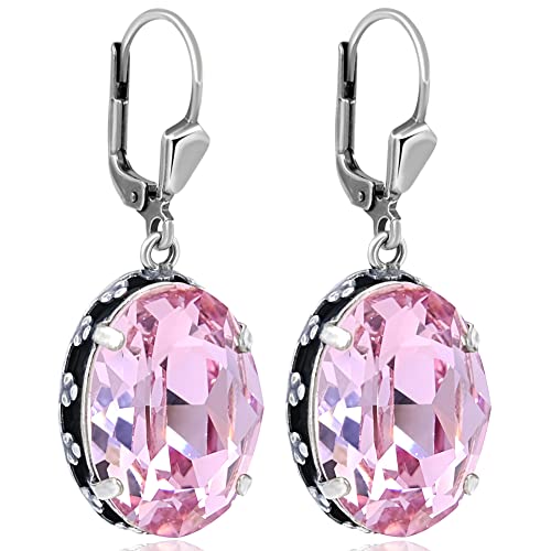 Ohrringe Silber Rosa Jugendstil Kristalle von...