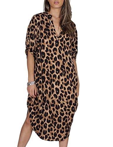 Bsubseach Leopard Kaftan Kleider für Frauen Plus...