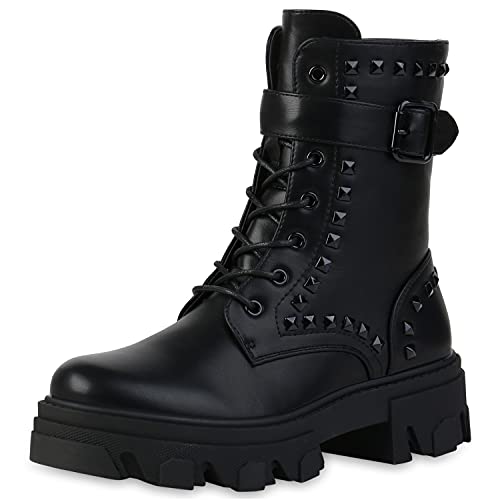 VAN HILL Damen Stiefeletten Schnürstiefeletten...