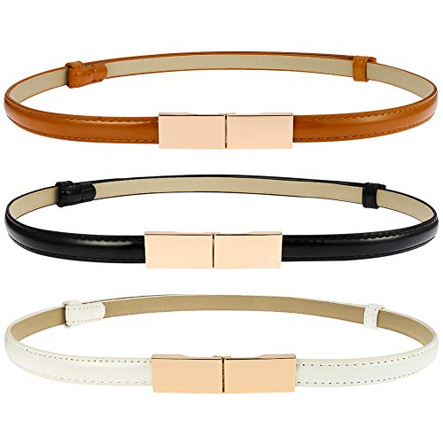 3 Stück Damen Skinny PU Leder Gürtel Dünner...