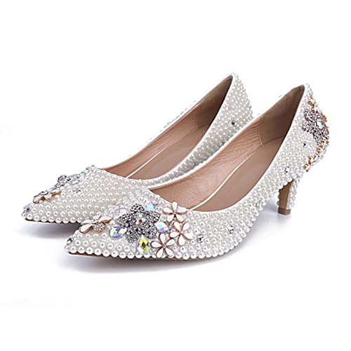 Damen Brautschuhe, 6 Cm Kleid Spitzschuh High Heel...