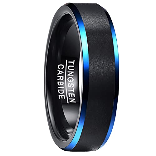 Corato 6mm Herren Ringe Schwarz Wolfram Ring für...