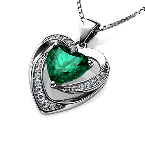 DEPHINI - grüne Herz-Halskette - 925 Sterling...
